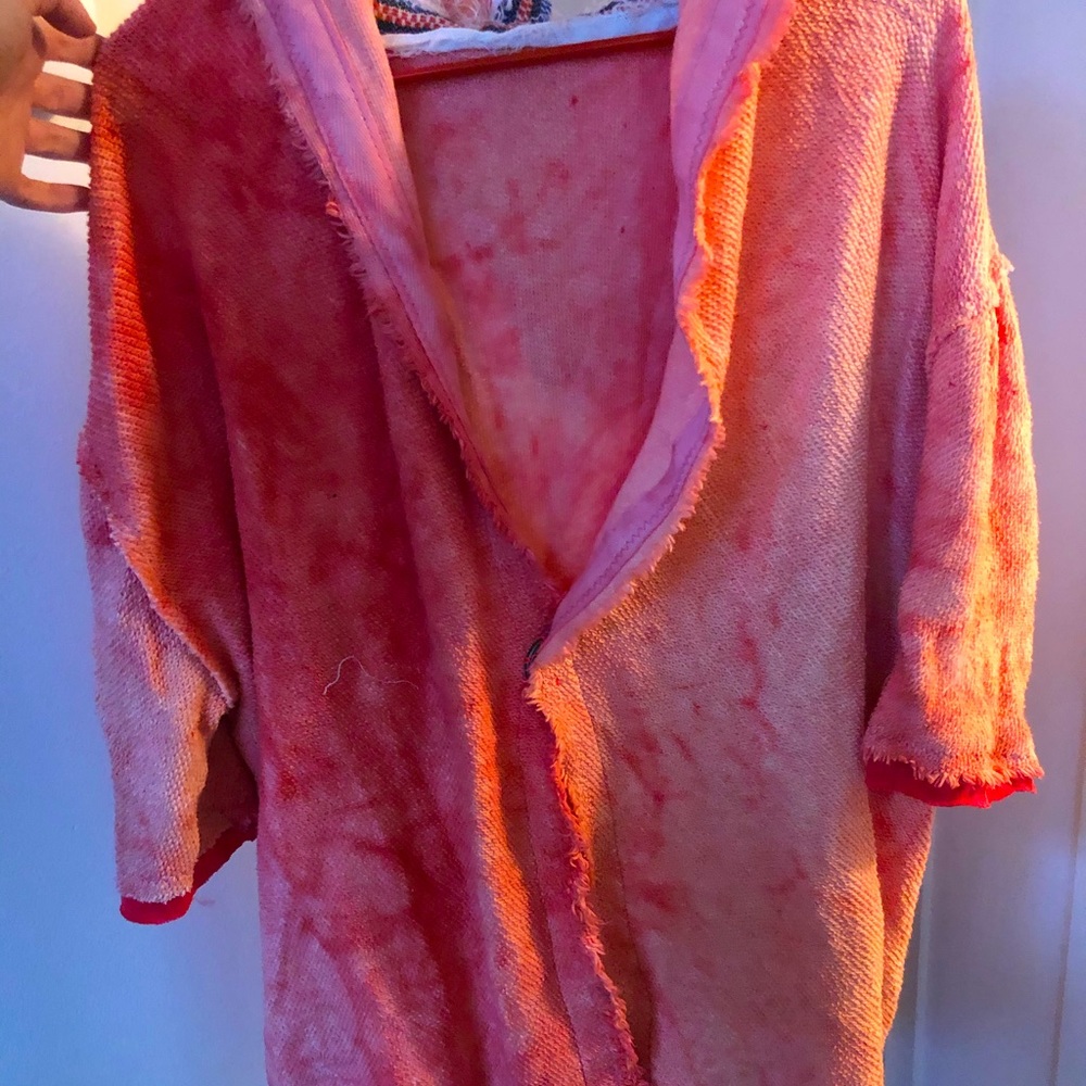 Tie dye terry cloth cardigan/beach coverup